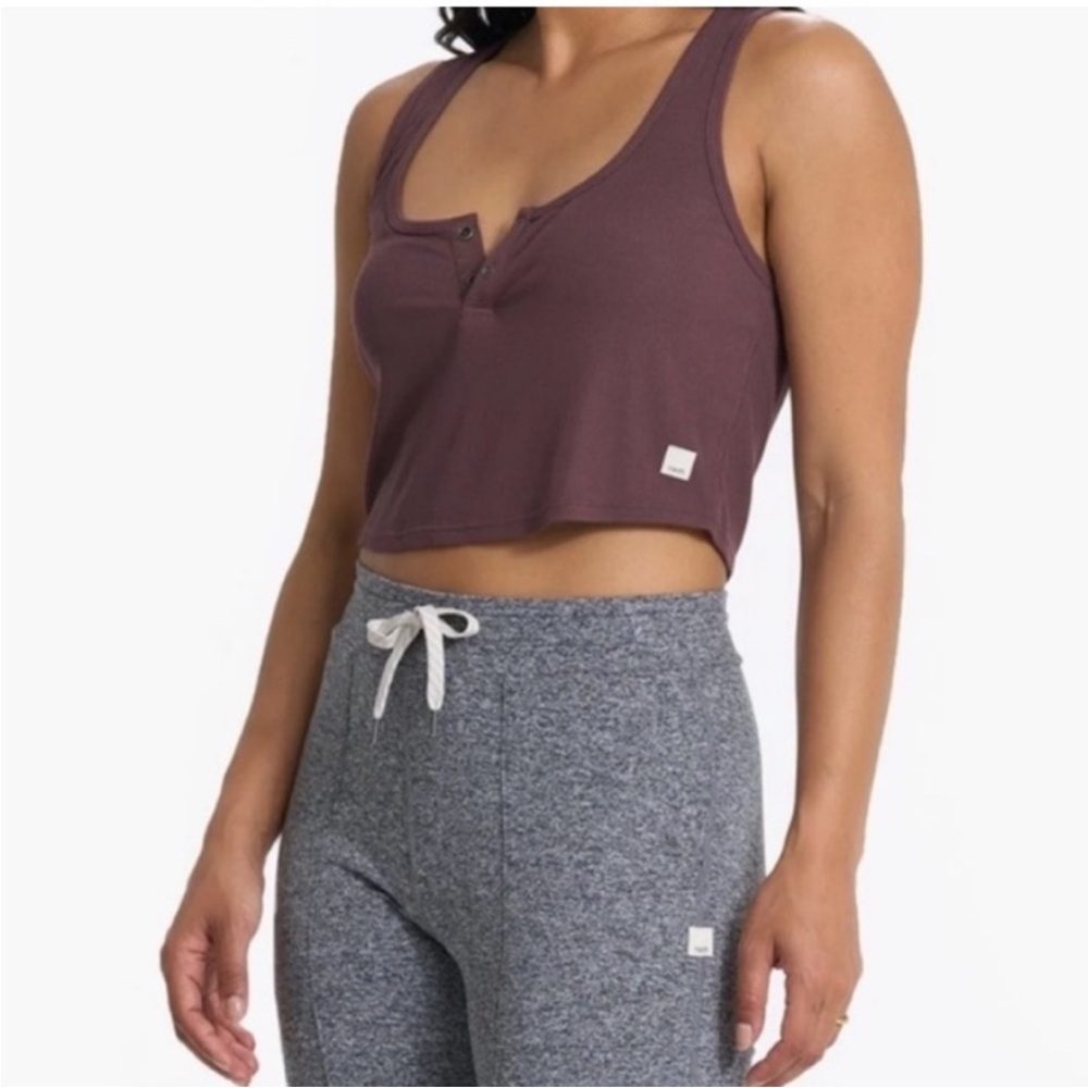 Vuori Dark Purple Ribbed Top